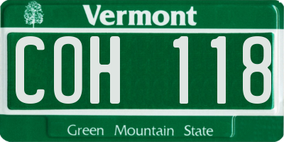 VT license plate COH118