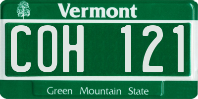 VT license plate COH121