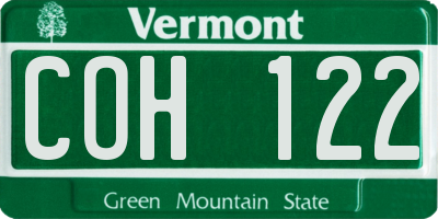 VT license plate COH122