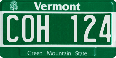 VT license plate COH124