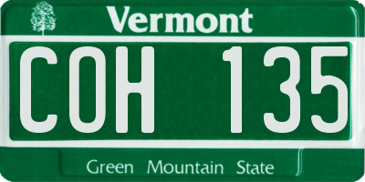 VT license plate COH135