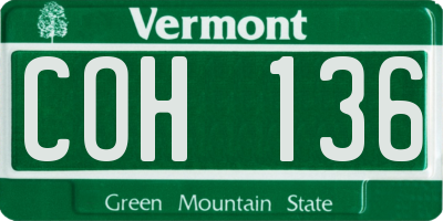 VT license plate COH136