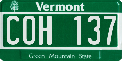 VT license plate COH137