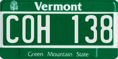 VT license plate COH138