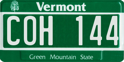 VT license plate COH144