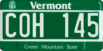 VT license plate COH145