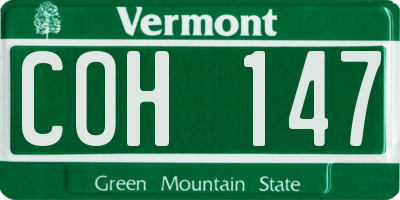 VT license plate COH147