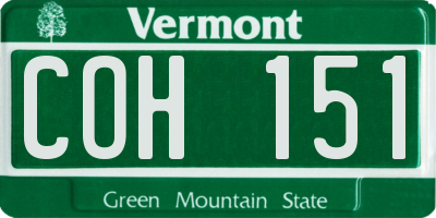 VT license plate COH151