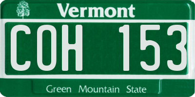 VT license plate COH153