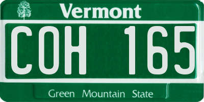 VT license plate COH165