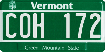 VT license plate COH172