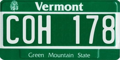 VT license plate COH178