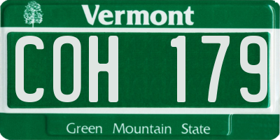 VT license plate COH179