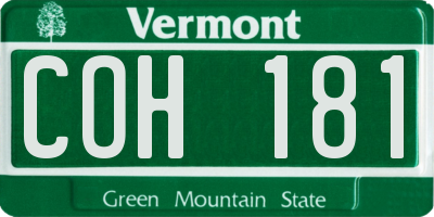VT license plate COH181