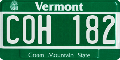 VT license plate COH182
