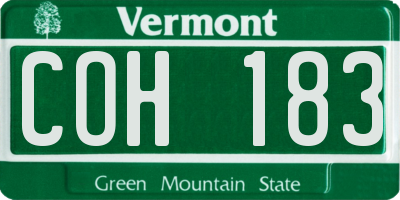 VT license plate COH183