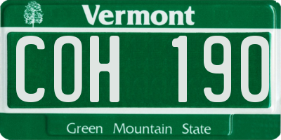 VT license plate COH190