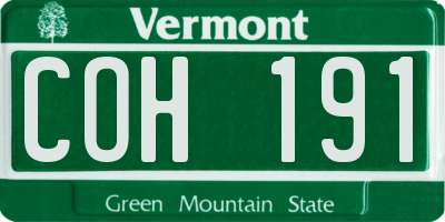 VT license plate COH191
