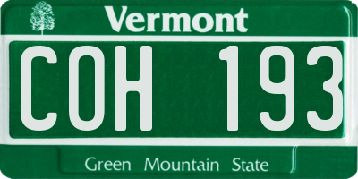 VT license plate COH193