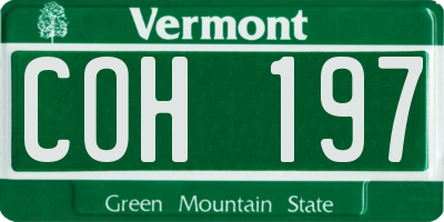 VT license plate COH197
