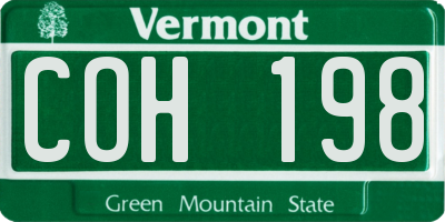 VT license plate COH198