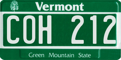 VT license plate COH212