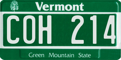 VT license plate COH214