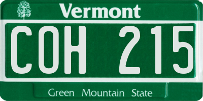 VT license plate COH215