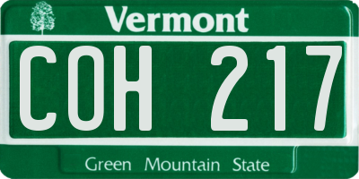 VT license plate COH217