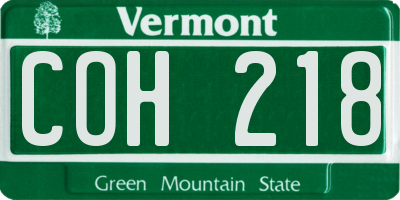 VT license plate COH218