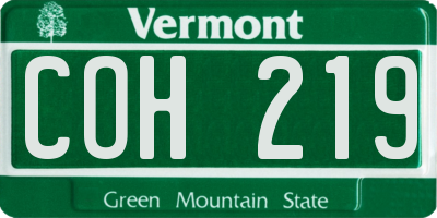 VT license plate COH219