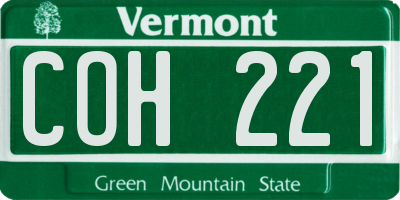 VT license plate COH221