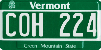 VT license plate COH224