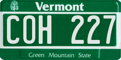 VT license plate COH227