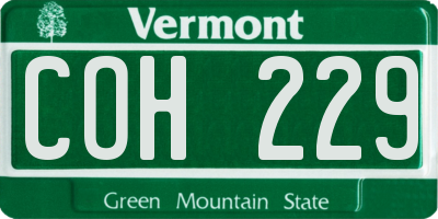 VT license plate COH229