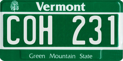 VT license plate COH231