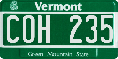 VT license plate COH235