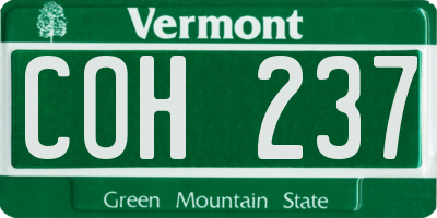 VT license plate COH237
