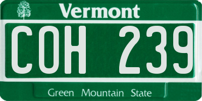 VT license plate COH239