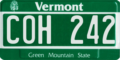 VT license plate COH242