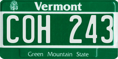 VT license plate COH243
