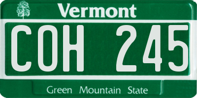 VT license plate COH245