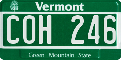VT license plate COH246