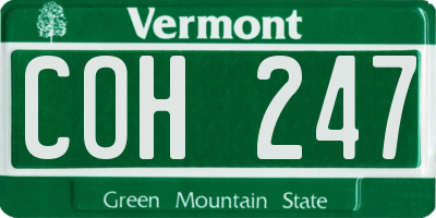 VT license plate COH247