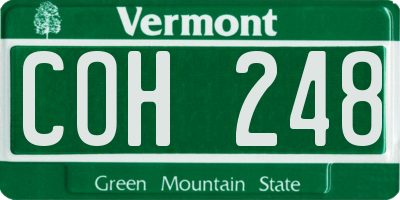 VT license plate COH248