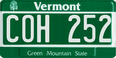 VT license plate COH252