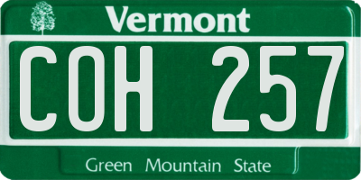 VT license plate COH257