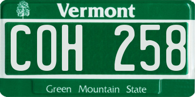 VT license plate COH258