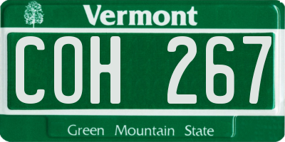 VT license plate COH267