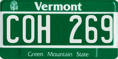 VT license plate COH269